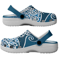 Aotearoa Maori Koru Curves Clogs Shoes Silver Ferns - Navy Blue LT7 - Polynesian Pride