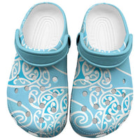 Aotearoa Maori Koru Curves Clogs Shoes Silver Ferns - Turquoise LT7 Turquoise - Polynesian Pride