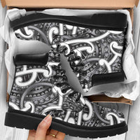 Aotearoa Maori Kowhaiwhai All Season Boots Kiwikiwi Puhoro and Patiki LT9 Grey - Polynesian Pride