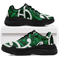 Aotearoa Maori Kowhaiwhai Chunky Sneakers Kakariki Puhoro and Patiki LT9 Green - Polynesian Pride