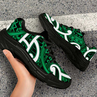 Aotearoa Maori Kowhaiwhai Chunky Sneakers Kakariki Puhoro and Patiki LT9 - Polynesian Pride