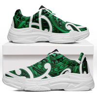 Aotearoa Maori Kowhaiwhai Chunky Sneakers Kakariki Puhoro and Patiki LT9 Green - Polynesian Pride