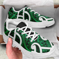 Aotearoa Maori Kowhaiwhai Chunky Sneakers Kakariki Puhoro and Patiki LT9 - Polynesian Pride