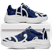 Aotearoa Maori Kowhaiwhai Chunky Sneakers Kikorangi Puhoro and Patiki LT9 Blue - Polynesian Pride