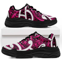 Aotearoa Maori Kowhaiwhai Chunky Sneakers Mawhero Puhoro and Patiki LT9 Pink - Polynesian Pride