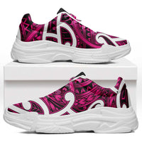 Aotearoa Maori Kowhaiwhai Chunky Sneakers Mawhero Puhoro and Patiki LT9 Pink - Polynesian Pride