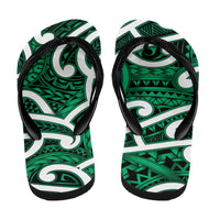 Aotearoa Maori Kowhaiwhai Flip Flops Kakariki Puhoro and Patiki LT9 - Polynesian Pride