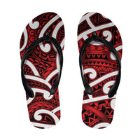 Aotearoa Maori Kowhaiwhai Flip Flops Whero Puhoro and Patiki LT9 Red - Polynesian Pride