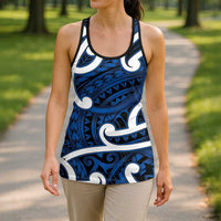 Aotearoa Maori Kowhaiwhai Hollow Tank Top Kikorangi Puhoro and Patiki LT9 - Polynesian Pride