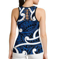 Aotearoa Maori Kowhaiwhai Hollow Tank Top Kikorangi Puhoro and Patiki LT9 - Polynesian Pride