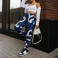 Aotearoa Maori Kowhaiwhai Jogger Pants Kikorangi Puhoro and Patiki LT9 - Polynesian Pride