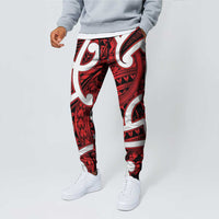 Aotearoa Maori Kowhaiwhai Jogger Pants Whero Puhoro and Patiki LT9 - Polynesian Pride