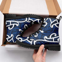 Aotearoa Maori Kowhaiwhai Leather Boots Kikorangi Puhoro and Patiki LT9 - Polynesian Pride