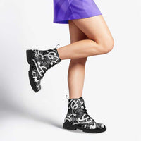 Aotearoa Maori Kowhaiwhai Leather Boots Kiwikiwi Puhoro and Patiki LT9 - Polynesian Pride