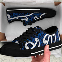 Aotearoa Maori Kowhaiwhai Low Top Shoes Kikorangi Puhoro and Patiki LT9 Blue - Polynesian Pride