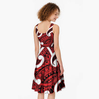 Aotearoa Maori Kowhaiwhai Midi Dress Whero Puhoro and Patiki LT9 - Polynesian Pride