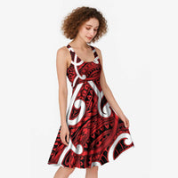 Aotearoa Maori Kowhaiwhai Midi Dress Whero Puhoro and Patiki LT9 - Polynesian Pride