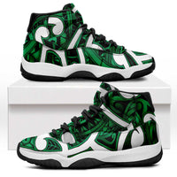 Aotearoa Maori Kowhaiwhai Sneakers J11 Kakariki Puhoro and Patiki LT9 Green - Polynesian Pride