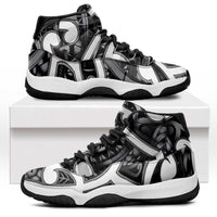 Aotearoa Maori Kowhaiwhai Sneakers J11 Kiwikiwi Puhoro and Patiki LT9 Grey - Polynesian Pride