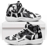 Aotearoa Maori Kowhaiwhai Sneakers J11 Kiwikiwi Puhoro and Patiki LT9 Grey - Polynesian Pride