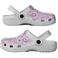 Aotearoa Maori Sea Animals Tribal Clogs Shoes Manta Ray and Shark Moko Pattern Pink Color LT03 - Polynesian Pride