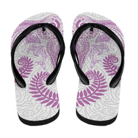 Aotearoa Maori Sea Animals Tribal Flip Flops Manta Ray and Shark Moko Pattern Pink Color LT03 - Polynesian Pride
