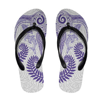 Aotearoa Maori Sea Animals Tribal Flip Flops Manta Ray and Shark Moko Pattern Purple Color LT03 Purple - Polynesian Pride