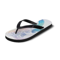 Aotearoa Maori Sea Animals Tribal Flip Flops Manta Ray and Shark Moko Pattern Sweet Pastel LT03 - Polynesian Pride