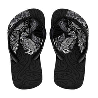 Aotearoa Moko Tribal Tattoo Flip Flops New Zealand Maori Penguin and Fantail Black Color