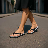 Aotearoa Moko Tribal Tattoo Flip Flops New Zealand Maori Penguin and Fantail White Color