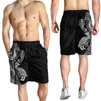 Aotearoa Moko Tribal Tattoo Shorts for Men New Zealand Maori Penguin and Fantail Black Color