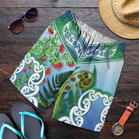 Aotearoa New Zealand Natural Plants Shorts for Men Pohutukawa with Silver Ferns Koru Frond Maori Tattoos