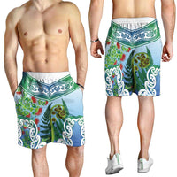 Aotearoa New Zealand Natural Plants Shorts for Men Pohutukawa with Silver Ferns Koru Frond Maori Tattoos