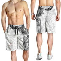 Aotearoa Volleyball Shorts for Men Silver Ferns and Maori Tribal White LT03 - Polynesian Pride