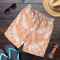 Apricot Mermaid Puakenikeni Maile Lei Shorts for Men LT01 Apricot - Polynesian Pride