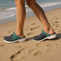 Australia New Zealand Rugby Clogs Shoes Green Aboriginal Wallabies and Maori Black Fern - Polynesian Pride