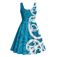 Azure Blue Maori Midi Dress Koru Kowhaiwhai LT7 - Polynesian Pride