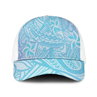 Baby Blue Gradient Polynesia Mesh Trucker Cap Hawaiian Tribal Hammerhead Shark Tattoo LT14 One Size White Baby Blue - Polynesian Pride