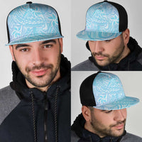 Baby Blue Gradient Polynesia Mesh Trucker Cap Hawaiian Tribal Hammerhead Shark Tattoo LT14 - Polynesian Pride