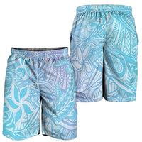 Baby Blue Gradient Polynesia Shorts for Men Hawaiian Tribal Hammerhead Shark Tattoo LT14 - Polynesian Pride