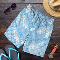 Baby Blue Mermaid Puakenikeni Maile Lei Shorts for Men LT01 Blue - Polynesian Pride