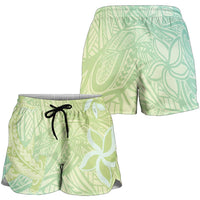 Baby Green Gradient Polynesia Shorts for Women Hawaiian Tribal Hammerhead Shark Tattoo LT14 - Polynesian Pride