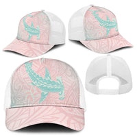 Baby Pink Gradient Polynesia Baseball Net Cap Hawaiian Tribal Hammerhead Shark Tattoo - Polynesian Pride