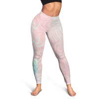 Baby Pink Gradient Polynesia Leggings Hawaiian Tribal Hammerhead Shark Tattoo - Polynesian Pride