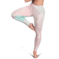 Baby Pink Gradient Polynesia Leggings Hawaiian Tribal Hammerhead Shark Tattoo - Polynesian Pride
