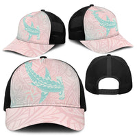 Baby Pink Gradient Polynesia Mesh Trucker Cap Hawaiian Tribal Hammerhead Shark Tattoo - Polynesian Pride