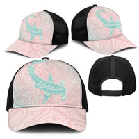 Baby Pink Gradient Polynesia Mesh Trucker Cap Hawaiian Tribal Hammerhead Shark Tattoo LT14 - Polynesian Pride