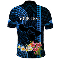 Personalised Hawaii Polo Shirt Pray For Maui Hawaiian Plumeria Pattern Blue Version LT14 - Polynesian Pride