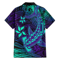 Purple Polynesian Family Matching Short Sleeve Bodycon Dress and Hawaiian Shirt Tribal Hammerhead Shark LT14 - Polynesian Pride
