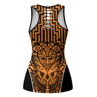 Basketball New Zealand Hollow Tank Top Gold Maori Ta Moko Indigenous LT9 - Polynesian Pride